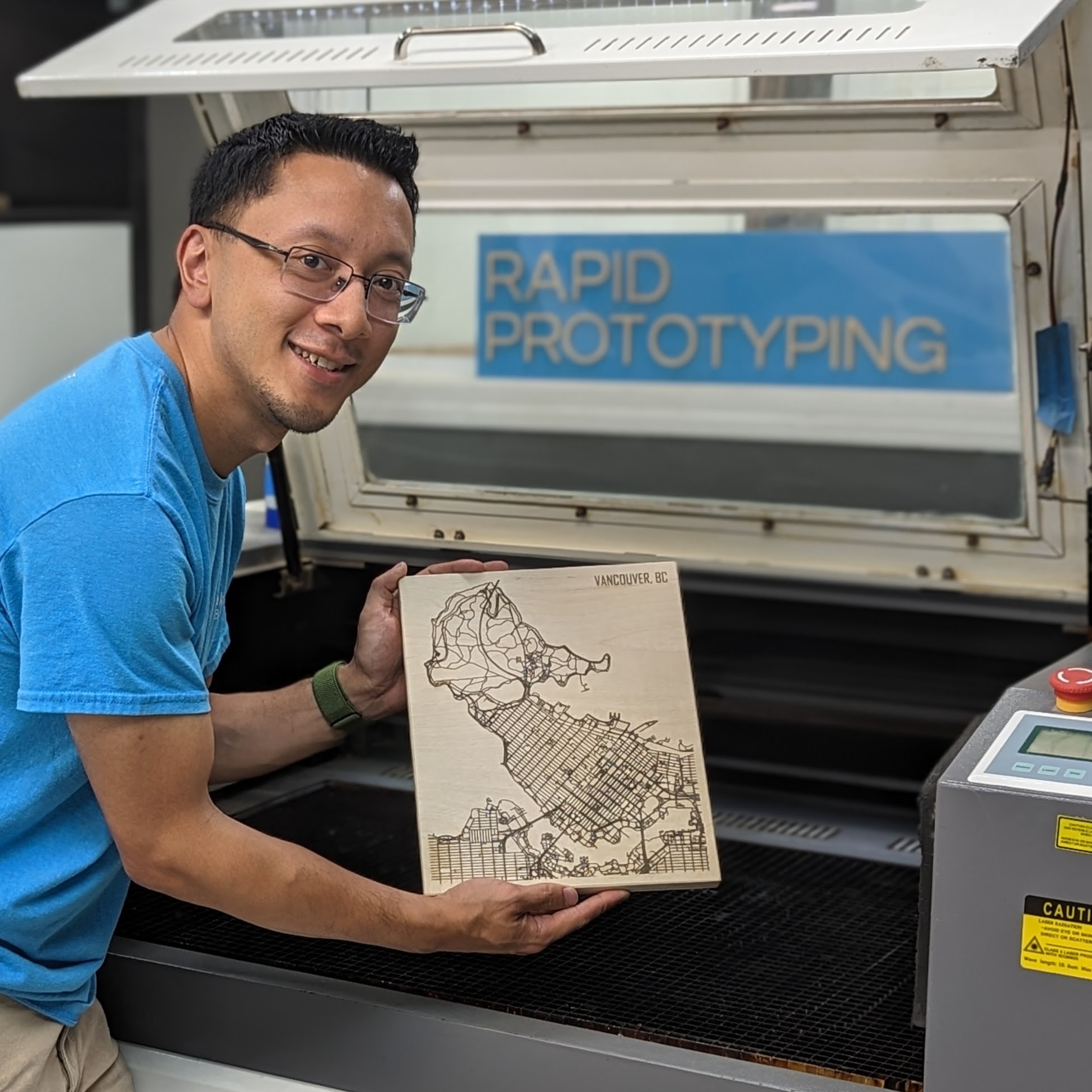 Portrait of Doug Chan at Maker Cube in Langley, BC, co founder and instructor with engineering and rapid prototyping background