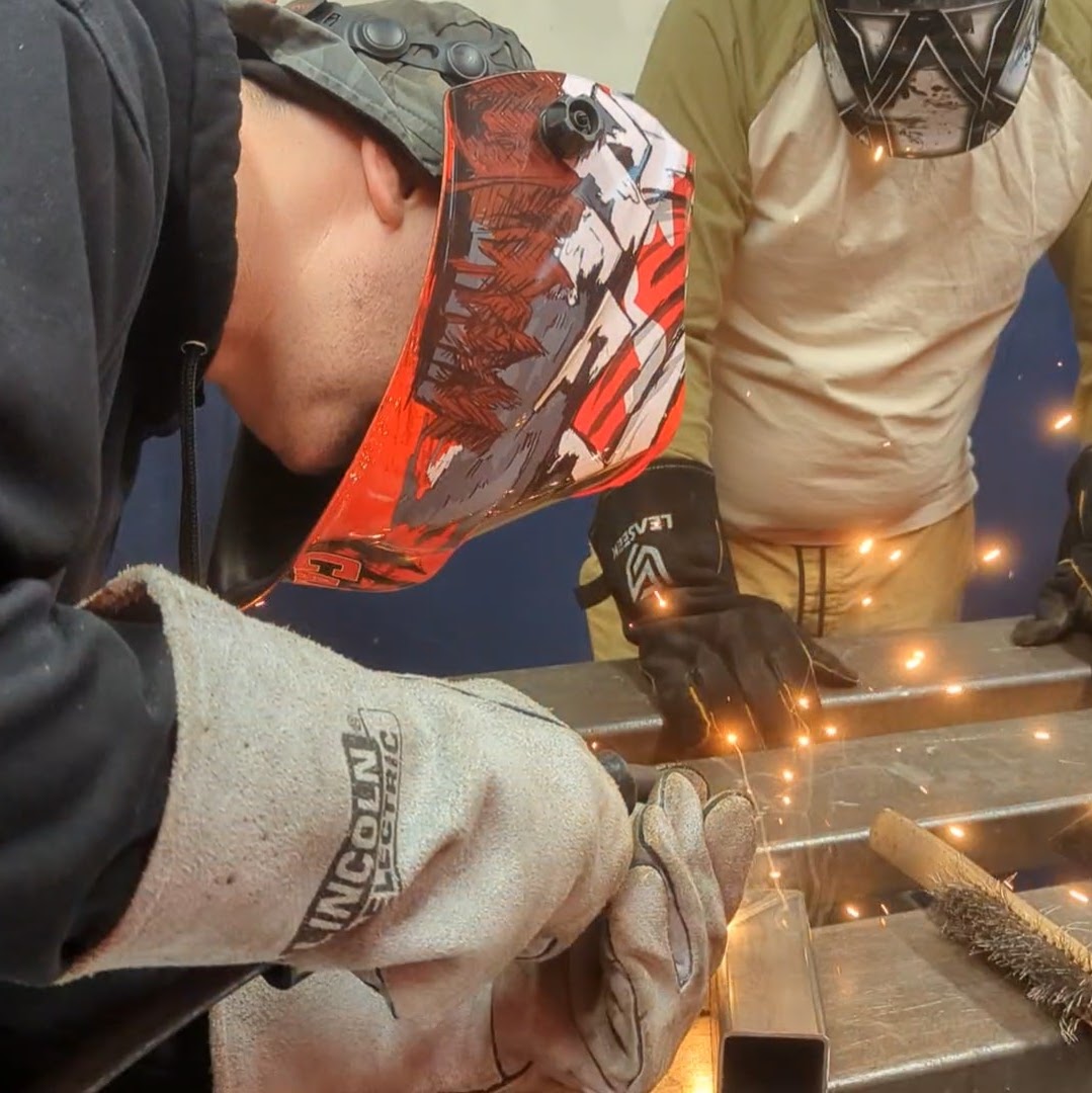 Portrait of Corey at Maker Cube in Langley, BC, welding and fabrication instructor with water jet, metallurgy, and brewery equipment experience